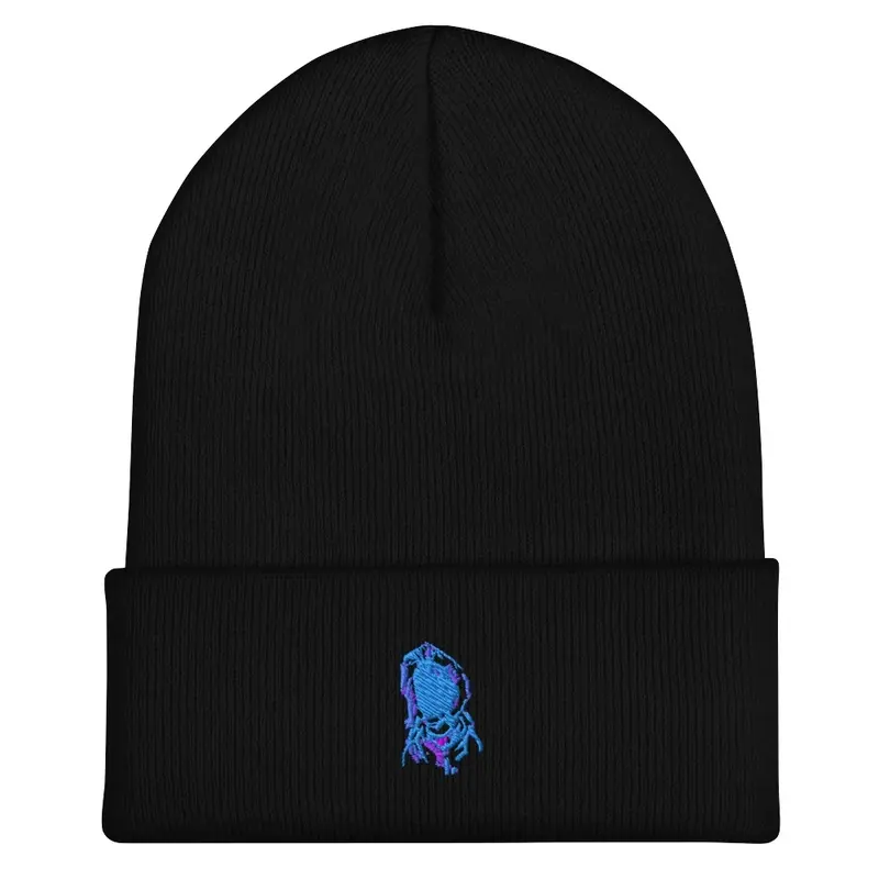 Blackhole Head Black Beanie Blue Logo